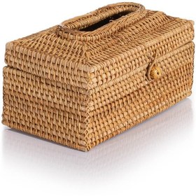 Resim Meander Rattan El Yapımı Dikdörtgen Büyük Boy Peçetelik 23x12x11cm 8922 - Natural 