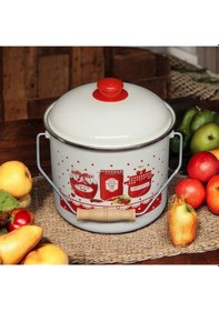 Resim Alev Emaye Bakraç Yoğurt Bağraç Bakliyat Kabı Seti 24 Cm 7 Litre Beyaz 