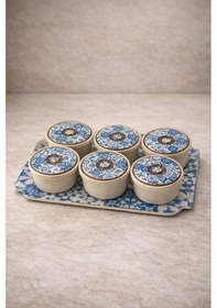 Resim Tepsili 6'lı Kapaklı Kahvaltılık Takımı Düzenli Sunum İçin Kapaklı Kahvaltı Seti-325 Altın - Siyah 