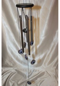 Resim Deprem Çanı Rüzgar Zili Feng Şui Nazar Boncuk 5 Metal Borulu 