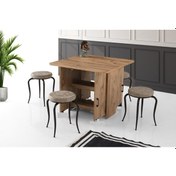 Resim Sivasgözde Izmir Katlanır Dolaplı Masa 4 Tabure 80X90Cm Çam 
