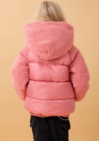 Resim Kız Çocuk Kapüşon & Kol Peluşlu Şişme Mont - Siyah / 5-6 Yaş 