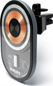 Resim Philips DLK3534Q USB-C Girişli 15W Araç içi Magsafe Kablosuz Hızlı Şarj Cihazı 