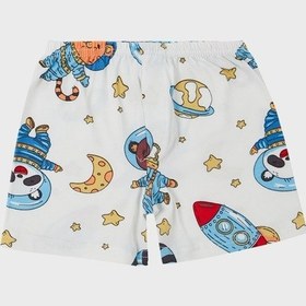 Resim Lela Desenli Streç Pamuklu Bisiklet Yaka Atlet Boxer 2'Li Iç Giyim Erkek Çocuk Takım 6651010 Ekru 