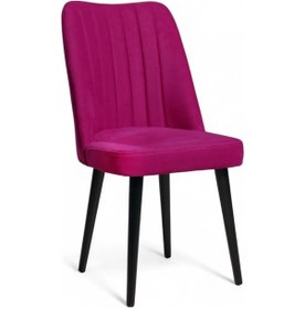Resim Polo Sandalye - Soho Fuşya - Ahşap Siyah Ayaklı 