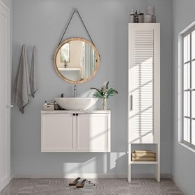 Resim BNY130-Beyaz Panjur Kapaklı Metal Ayaklı Banyo Dolabı 