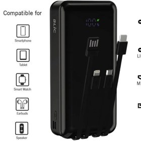 Resim gunkes 30.000 Mah Plus Dijital Göstergeli Dahili Çoklu Kablolu Powerbank,siyah,taşınabilir Şarj Cihazı Blic 