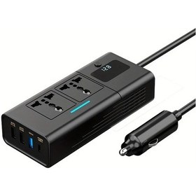 Resim Honeybeeshop Yk-7922 220v 200w Usb Hızlı Şarj Dijital Voltaj Göstergeli Araç Güç İnvertörü 12v 24v 220v Dönüştürücü Siyah Çoklu Cihaz Şarj 