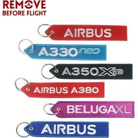 Resim 6 adet UÇUŞ ÖNCE KALDIR Kilit Zinciri Seti - Airbus Uçak Model Serisi Polyester Kilit Zincirleri, Çift Taraflı Nakış, Kaplanmamış Metal - Havacılık Hediyeleri 