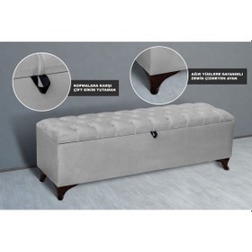 Resim Vetra Sandıklı Bench Puf, Beyaz Beyaz 