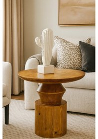 Resim Nordtre Ahşap Orta Sehpa Tik Ağacı Renk Mantar Sehpa Tik Ağacı 