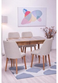 Resim Nehir Milano Mdf Lak Panel Açılır Mutfak Masa Takımı 75x130cm Ceviz 