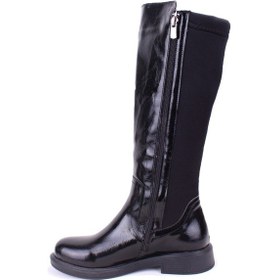 Resim Dagoster Dza07-8965545 Siyah Kırışık Rugan Streçli Düz Topuklu Kadın Çizme SİYAH RUGAN 