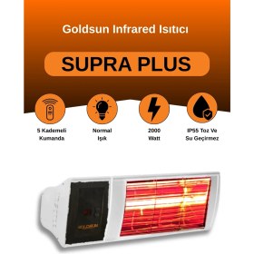 Resim Goldsun Supra Plus 2000 Watt GSS20P Kumandalı Suya Dayanıklı Elektrikli Infrared Isıtıcı-Beyaz 