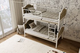 Resim Argimo Melis Çift Katlı Metal Ranza ve Karyola - 90x190 / Bej 