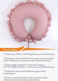 Resim Umaybebek Emzirme Yastığı Minderi - %100 Pamuk - Pudra Fırfırlı 
