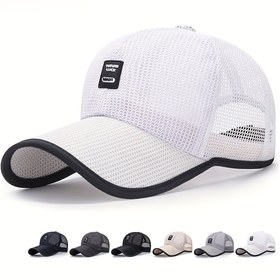 Resim Unisex Yazlık Dış Mekan Beyzbol Şapkası - Kavisli Kenarlı Nefes Alabilir Mesh Güneş Şapka, 6 Renk (Siyah/Beyaz/Bej/Gri/Lacivert/Kömür), Erkekler & Kadınlar için Sokak Stili, Güneş Koruma Şapkası, Çok Yönlü Moda Aksesuarı 