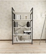 Resim Tiryaki Aksesuar Metal Everest Kitaplık 5 Raflı 90 cm Antik Beyaz 