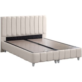 Resim Narva Tek Kişilik Baza Başlık Real Pedli Yatak Seti Krem 100 x 200 