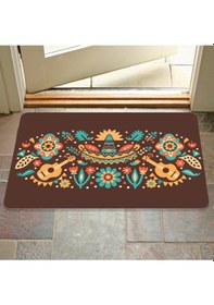 Resim Dijital Baskılı Hoş Geldiniz Yazılır Desenli Dekoratif Dış Kapı Önü Ve Iç Mekan Paspası Yıkanabilir Kahverengi 