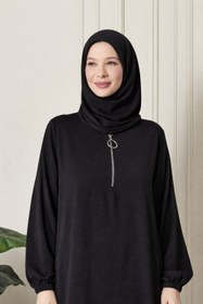 Resim Kadın Büyük Beden Ayrobin Fermuarlı 2'li Takım - siyah / 3XL 