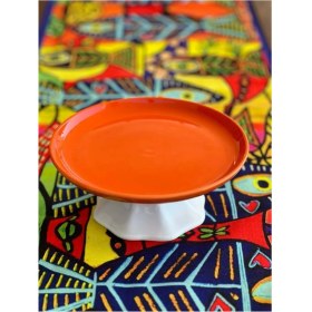 Resim Megg Rengarenk Soft Turuncu Ayaklı Meyvelik Sunum Kasesi Kek Standı Çap 21CM Yükseklik 10 cm 