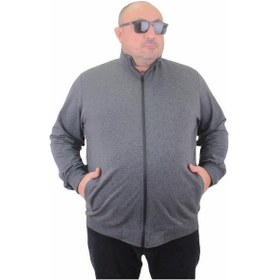 Resim Starbattal Büyük Beden Basic Mevsimlik Fermuarlı Sweatshirt 22750 Grı Melanj-Grı Melanj 
