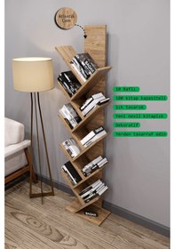 Resim Likya Model, Çam Renk, 10 Raflı Dekoratif Kitaplık Beyaz 