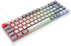Resim Rampage YORU MINI Beyaz/Gri Type-C Bağlantılı OUTEMU Red Swich Q Mekanik Gaming Oyuncu Klavye RGB 