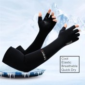 Resim 1 Çift GOBITELI Unisex Soğutma Kol Kılıfı Yarım Parmak Tasarımı ile - Nefes Alabilen, Ter Emici Yaz Kol Koruyucuları Erkekler ve Kadınlar için, Siyah, Anti-Slip Tutuşlu Açık Hava Aktiviteleri için, Kol Soğutma Kılıfı, Spor Kol Koruma, Şık Spor Ekipmanı, Dayanıklı Spor Giyim, Ter Dirençli 