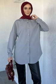 Resim Tesettür Klasik Tunik Gri TZL-P-00020575 