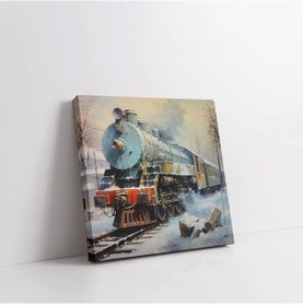 Resim Buharlı Tren Kare Kanvas Tablo 