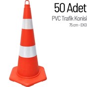 Resim İleri Trafik 50'li PVC Trafik Konisi Seti 75 cm EKO Trafik Dubası 