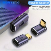 Resim Wowssyo 90° Sağ Açılı/Düzbaşlı USB C Adaptörü, Thunderbolt 3 tip-c adaptörü desteği: 40Gbps Veri Transferi, 100W Hızlı Şarj, 8K@60Hz Video Çıkışı için Dizüstü Bilgisayarlar, Tabletler ve Telefonlar 