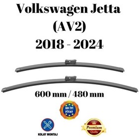 Resim Volkswagen Vw Jetta Av2 2018 2019 2020 2021 2022 2023 2024 Uyumlu Ön Cam Muz Tipi Silecek Süpürgesi Seti 60/48cm Silbak 