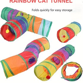 Resim Göçmen Kedi Tünel Oyuncak Etkileşimli Toplarla - Dayanıklı Polyester Kedi Saklanma Yeri ve Oyun Evi İçin Kapalı/Dış Mekanda Eğlence, Kolay Depolama, Canlı Renkler, Kediler için Mükemmel, Kedi Oyuncak 
