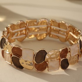 Resim 1 adet Zarif Vintage Esinli Çinko Alaşımlı Geometrik Bilezik, Altın Tonlu ve Kahverengi Detaylı - Günlük Kullanım, Partiler ve Sevgililer Günü Hediyeleri İçin Mükemmel, Boho Tarzı, Tüm Mevsimler İçin Aksesuar|Vintage Esinli Tasarım|Dayanıklı Çinko Alaşımlı 