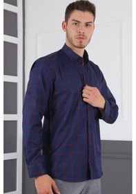 Resim G719 Dewberry Erkek Gömlek-lacivert- Bordo Lacivert- Bordo 