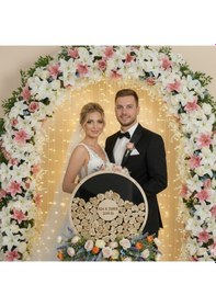 Resim Düğün-nişan Siyah Pleksi 50 Cm Yuvarlak Misafir-hatıra Anı Kutusu-defteri + Şövale Ve Kalem Hediyeli 