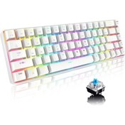 Resim Sarftech Ziyou. %60 Beyaz RGB Uygulamalı Blue Switch Kablolu Gaming Klavye Mavi Switch Rgb Oyuncu Klavyesi 
