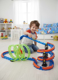 Resim HAK İŞ OYUNCAK Glow Flip Track Yarış Pisti Seti – 91 Parça – Işıklı, Spiral Rampalı, 360° Dönen USB Şarjlı Araba Se 