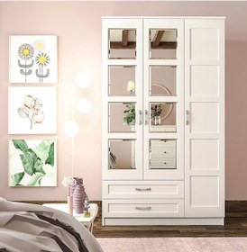 Resim Rabi Mobilya Cemre Country Aynalı 3 Kapaklı 2 Çekmeceli Gardırop 