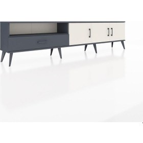 Resim Arges Tv Ünitesi 3 Raflı Tek Çekmeceli 3 Kapaklı 220x30x51 Antrasit-aytaşı/antrasit Aytası/antrasıt - Antrasıt 