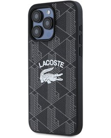 Resim İphone 15 Pro Max Kılıf Lacoste Uyumlu Lisanslı Magsafe Özellikli Mono Vintage Logo Kapak Siyah 