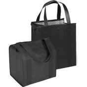 Resim Yalıtımlı Fermuarlı Büyük Kapasiteli Çanta - Dayanıklı Non-Woven Kumaş ile Termal Tabak, Market Alışverişi ve Gıda Depolama için Mükemmel, Siyah, Market Alışveriş Çantası 