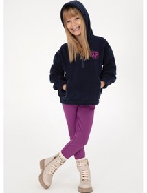 Resim U.S. Polo Assn. Kız Çocuk Lacivert Yarım Fermuarlı Polar Sweatshirt 50296287-VR033 
