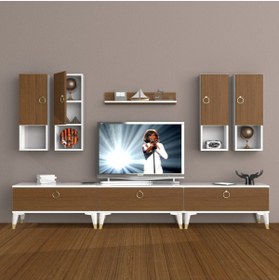 Resim Decoraktiv Eko 8da Mdf Gold Tv Ünitesi Tv Sehpası - Beyaz - Ceviz 