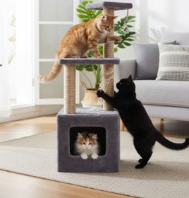 Resim Reyo Pet Stepli Yuvalı Kare Serisi Kedi Tırmalaması Gri 115cm 