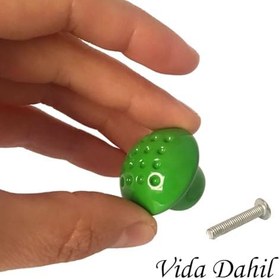 Resim Glaswen 8 Adet Yeşil Noktalı Mantar Düğme Kulp Çocuk Bebek Mobilya Çekmece Dolap Kapak Kulbu Metal Kulp Aksesuarları Vidalı 