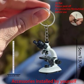 Resim 2D Düz - [Kompakt Boyut] Yaratıcı 2D Akrilik Mikroskop Anahtarlık - Mavi Detaylarla Şık Beyaz Tasarım, Araba Arka Görüş Aynası ve Sırt Çantası Süslemesi İçin İdeal, Bilim Tutkunları İçin Mükemmel Tatil Hediyesi 